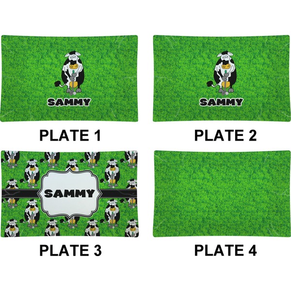 Cow Golfer Set of Rectangular Dinner Plates (Approval)
