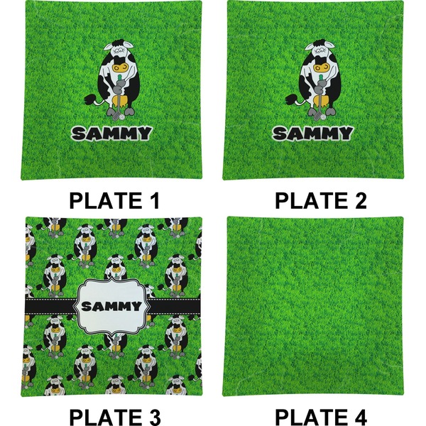 Cow Golfer Set of Square Dinner Plates (Approval)