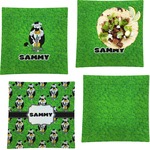Cow Golfer Set of 4 Glass Square Lunch / Dinner Plate 9.5" (Personalized)