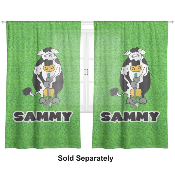 Cow Golfer Sheer Curtains