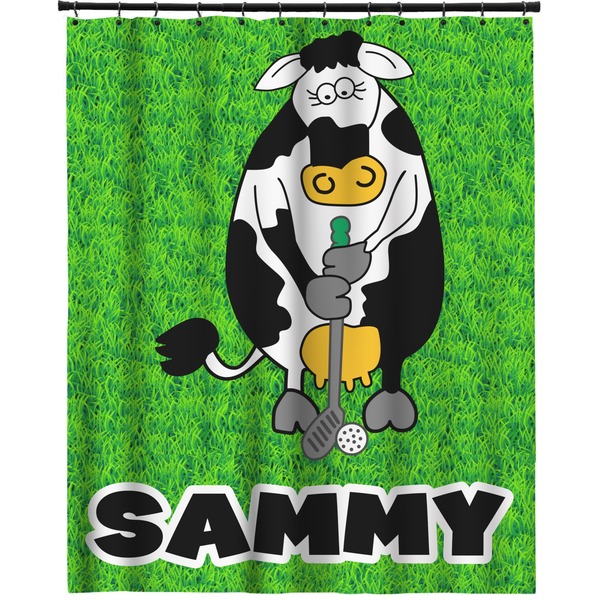 Custom Cow Golfer Extra Long Shower Curtain - 70"x84" (Personalized)