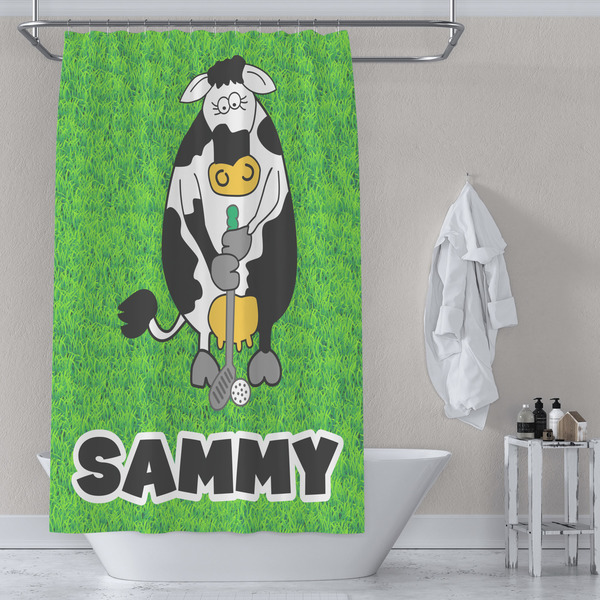 Cow Golfer Shower Curtain Lifestyle