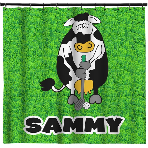 Custom Cow Golfer Shower Curtain (Personalized)