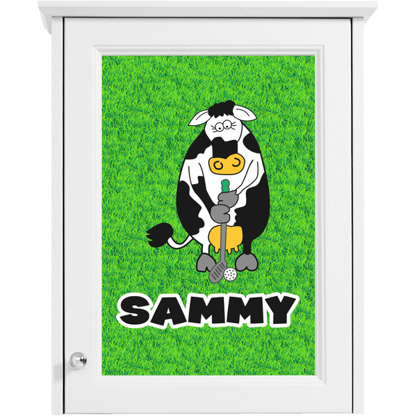 Cow Golfer Single White Cabinet Decal