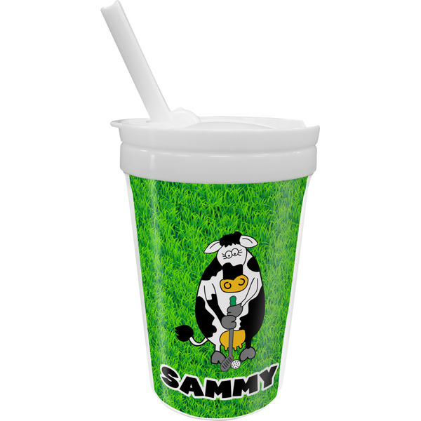 Custom Cow Golfer Sippy Cup with Straw (Personalized)