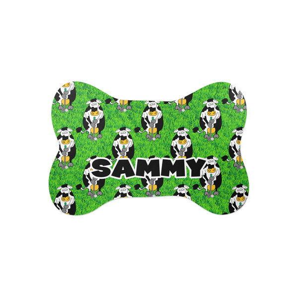 Custom Cow Golfer Bone Shaped Dog Food Mat (Small) (Personalized)
