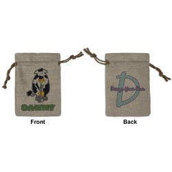 Cow Golfer Small Burlap Gift Bag - Front & Back (Personalized)