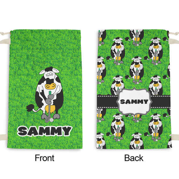 Cow Golfer Small Laundry Bag - Front & Back View