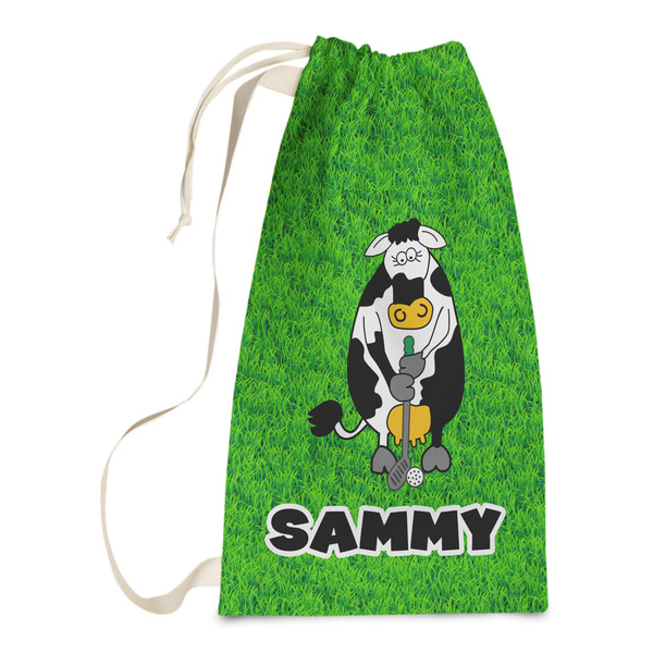Custom Cow Golfer Laundry Bags - Small (Personalized)