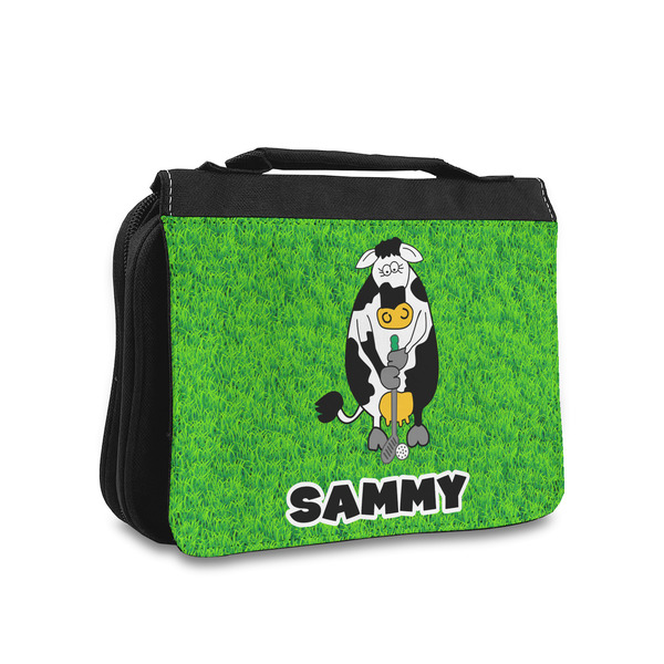Custom Cow Golfer Toiletry Bag - Small (Personalized)