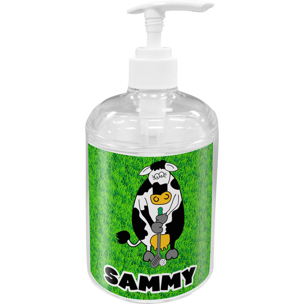 Custom Cow Golfer Acrylic Soap & Lotion Bottle (Personalized)