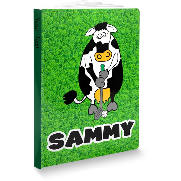 Custom Cow Golfer Softbound Notebook - 7.25" x 10" (Personalized)