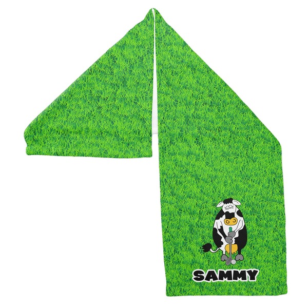 Cow Golfer Sports Towel Folded - Both Sides Showing