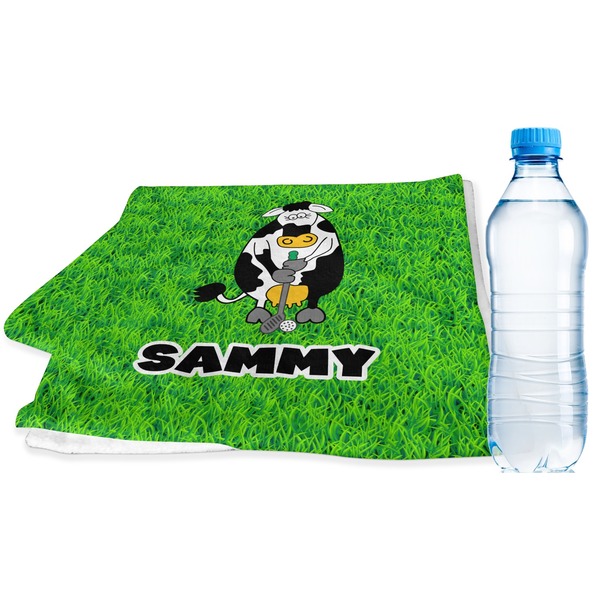 Custom Cow Golfer Sports & Fitness Towel (Personalized)