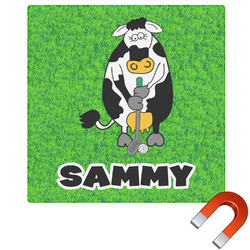 Cow Golfer Square Car Magnet - 6" (Personalized)