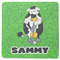 Cow Golfer Square Rubber Backed Coaster (Personalized)