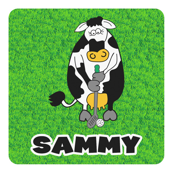 Custom Cow Golfer Square Decal - Large (Personalized)