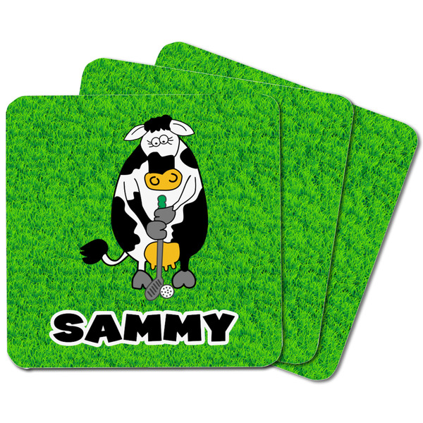 Cow Golfer Square Fridge Magnet - MAIN