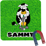 Cow Golfer Square Fridge Magnet (Personalized)