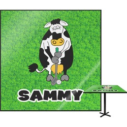 Cow Golfer Square Table Top - 24" (Personalized)