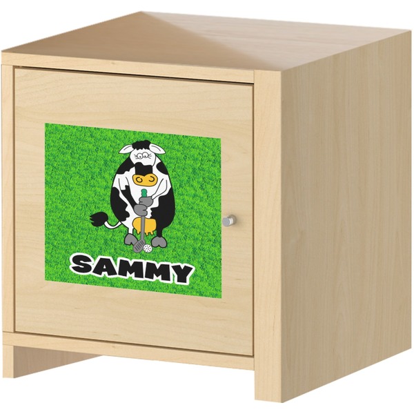 Cow Golfer Square Wall Decal on Wooden Cabinet