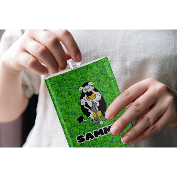 Cow Golfer Stainless Steel Flask - LIFESTYLE 1