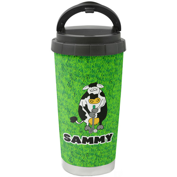 Custom Cow Golfer Stainless Steel Coffee Tumbler (Personalized)