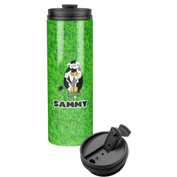 Custom Cow Golfer Stainless Steel Skinny Tumbler (Personalized)