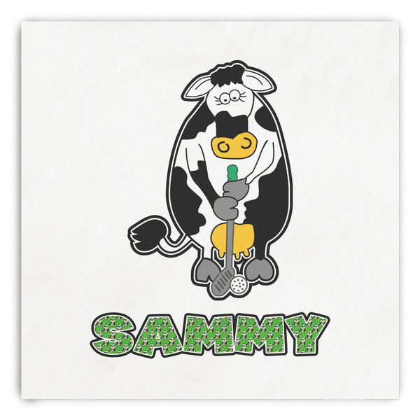 Custom Cow Golfer Paper Dinner Napkins (Personalized)