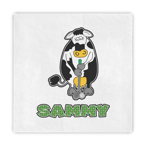 Custom Cow Golfer Decorative Paper Napkins (Personalized)
