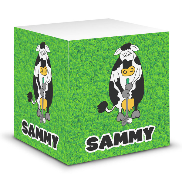 Custom Cow Golfer Sticky Note Cube (Personalized)