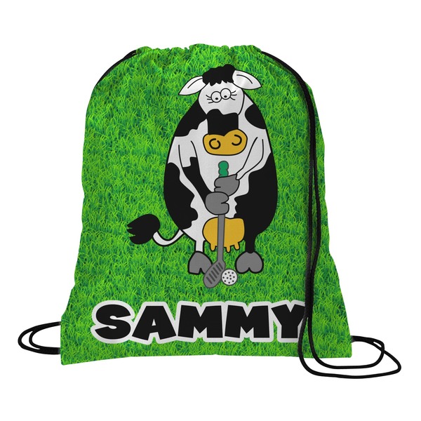 Custom Cow Golfer Drawstring Backpack - Medium (Personalized)