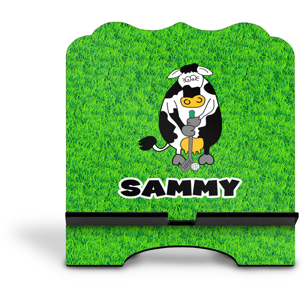 Cow Golfer Stylized Tablet Stand - Front without iPad