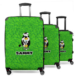 Cow Golfer 3 Piece Luggage Set - 20" Carry On, 24" Medium Checked, 28" Large Checked (Personalized)