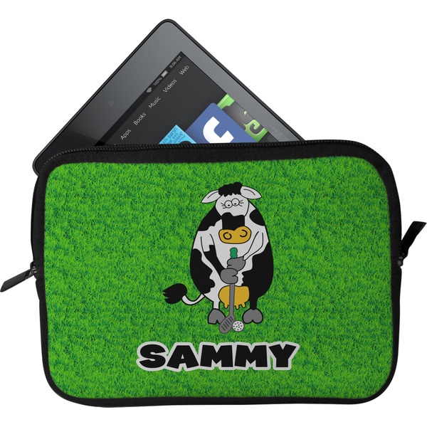 Custom Cow Golfer Tablet Case / Sleeve - Small (Personalized)