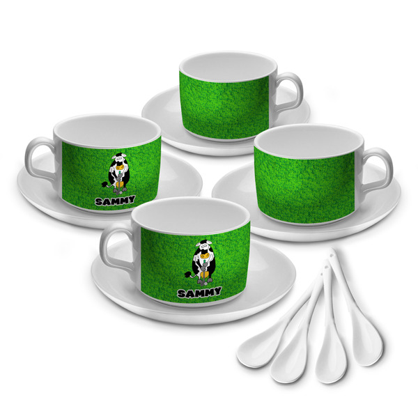Cow Golfer Tea Cup - Set of 4