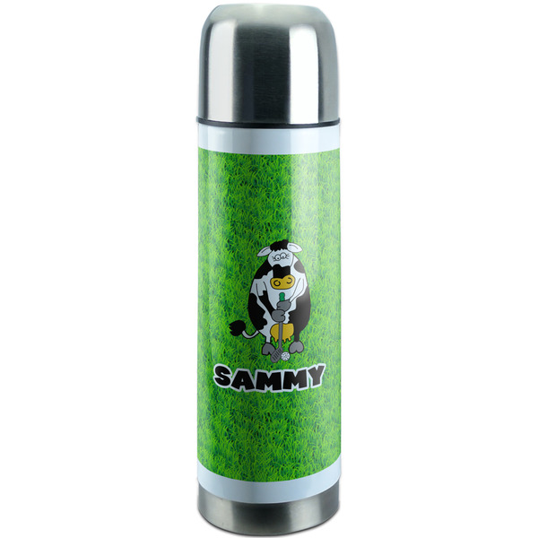 Custom Cow Golfer Stainless Steel Thermos (Personalized)