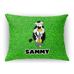 Cow Golfer Rectangular Throw Pillow Case (Personalized)