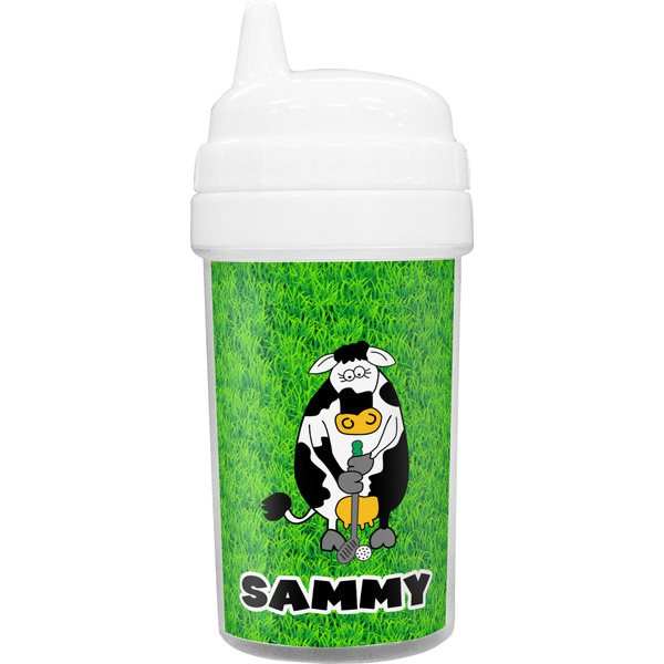Custom Cow Golfer Toddler Sippy Cup (Personalized)