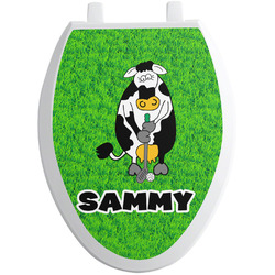 Cow Golfer Toilet Seat Decal - Elongated (Personalized)