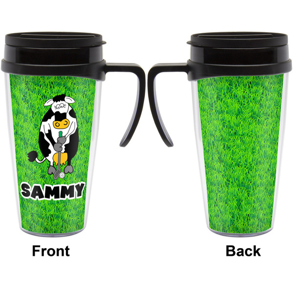 Cow Golfer Travel Mug with Black Handle - Approval