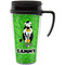 Cow Golfer Travel Mug with Black Handle - Front