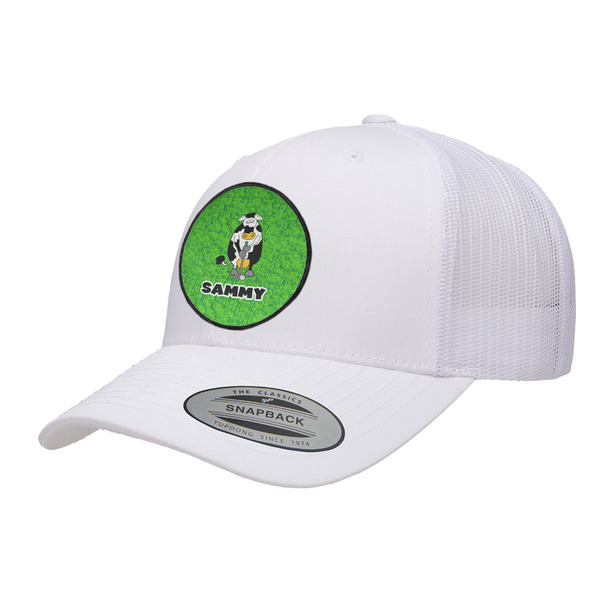 Custom Cow Golfer Trucker Hat - White (Personalized)