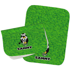 Cow Golfer Burp Cloths - Fleece - Set of 2 w/ Name or Text