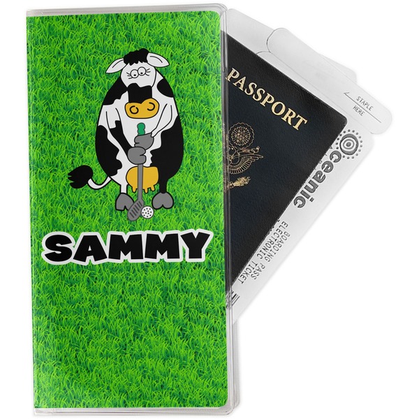 Custom Cow Golfer Travel Document Holder
