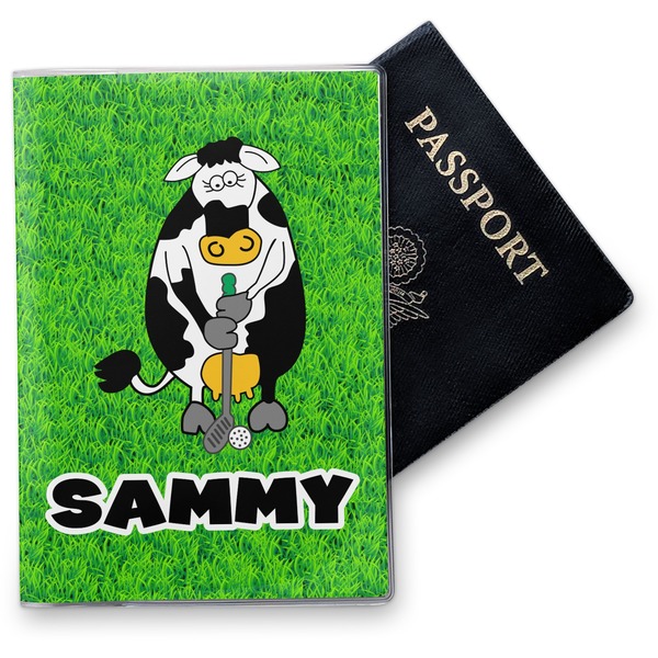 Custom Cow Golfer Vinyl Passport Holder (Personalized)