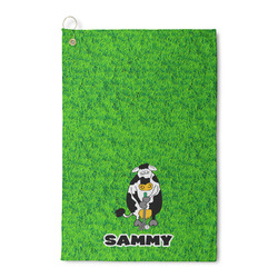 Cow Golfer Waffle Weave Golf Towel (Personalized)