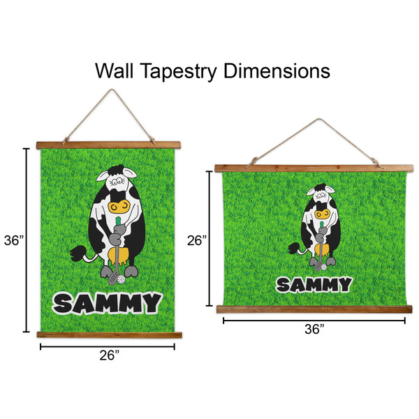 Cow Golfer Wall Hanging Tapestries - Parent/Sizing