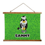 Cow Golfer Wall Hanging Tapestry - Wide (Personalized)