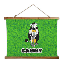 Cow Golfer Wall Hanging Tapestry - Wide (Personalized)
